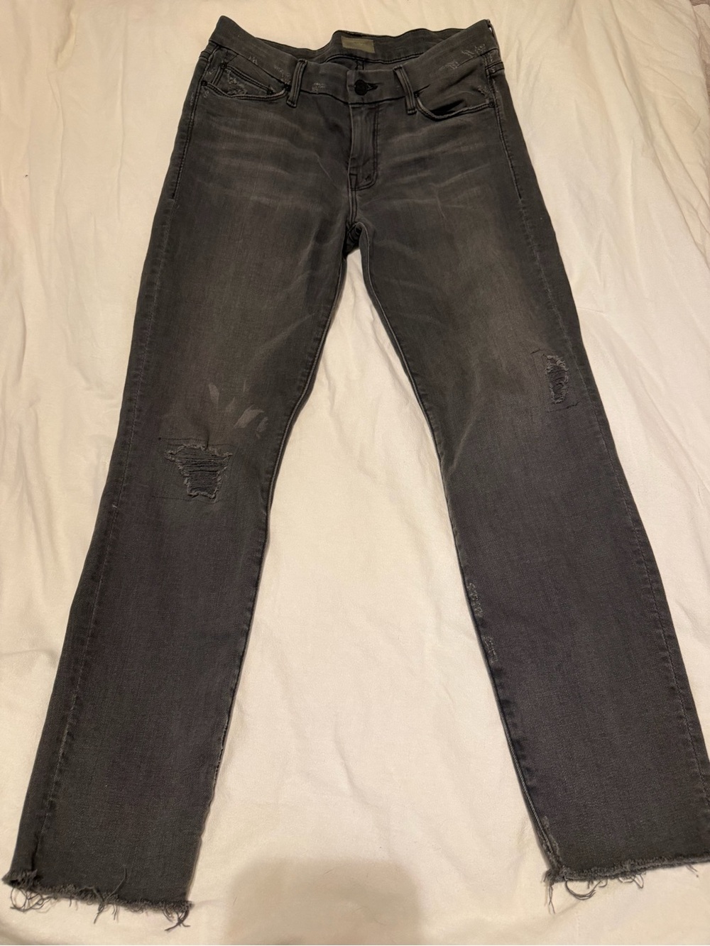 MOTHER Slim Straight Jeans - Washed Black